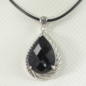 Faceted Blue Sandstone Sterling Silver Pendant