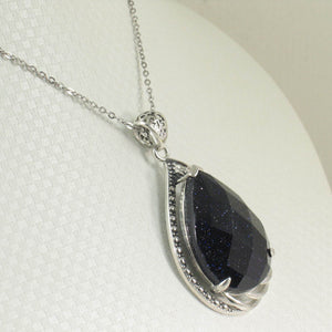 Faceted Blue Sandstone Sterling Silver Pendant