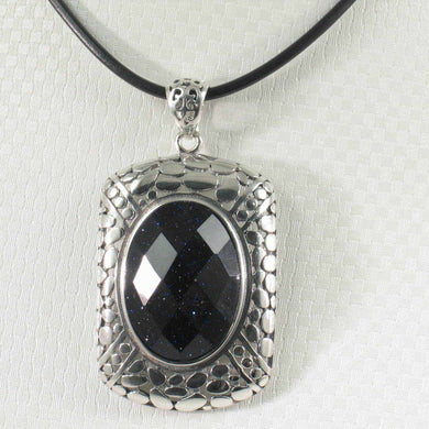 Faceted Oval Blue Sandstone Pendant