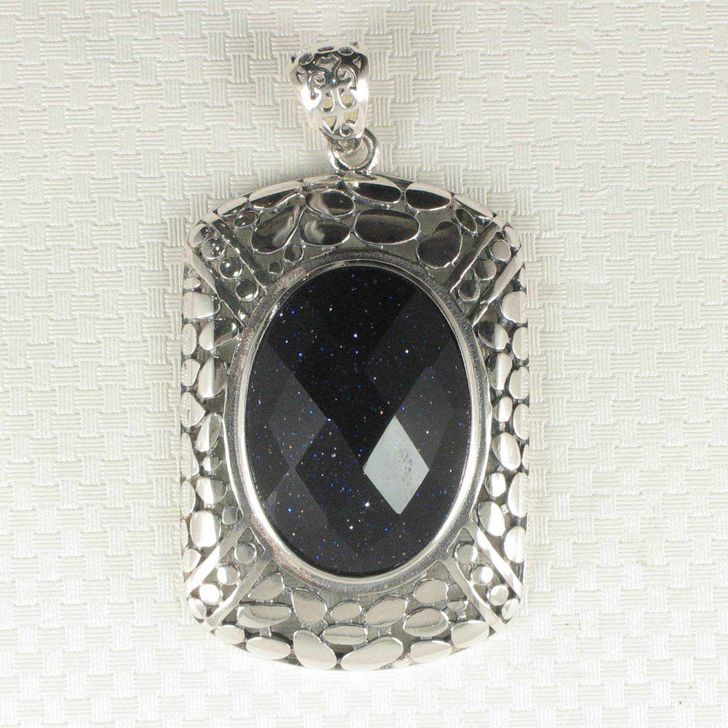 Faceted Oval Blue Sandstone Pendant