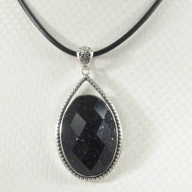 Faceted Oval Blue Sandstone Pendant