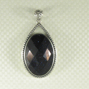 Faceted Oval Blue Sandstone Pendant