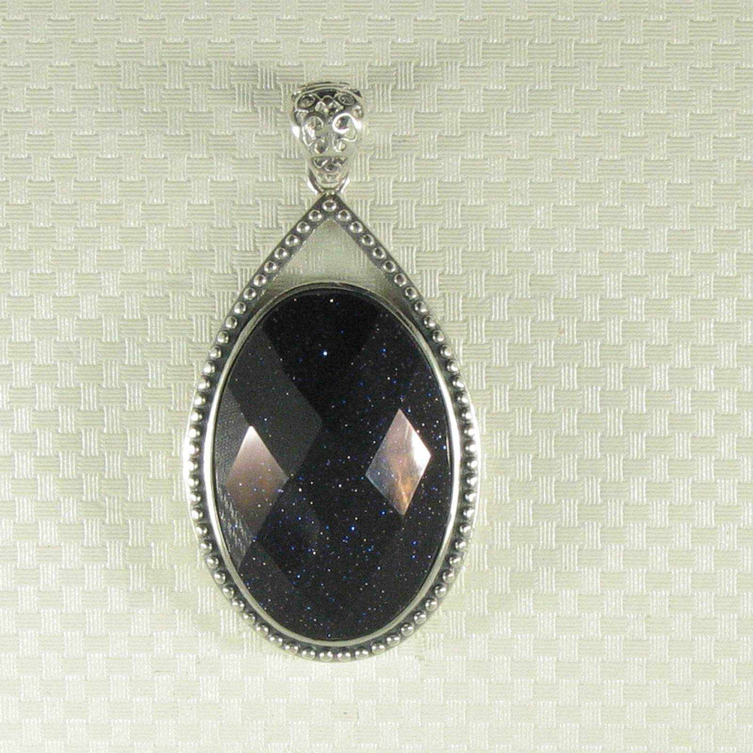 Faceted Oval Blue Sandstone Pendant