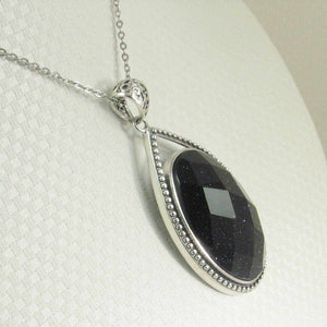 Faceted Oval Blue Sandstone Pendant