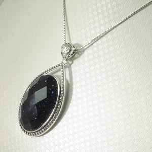 Faceted Oval Blue Sandstone Pendant