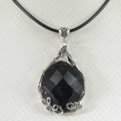 Faceted Oval Blue Sandstone Pendant
