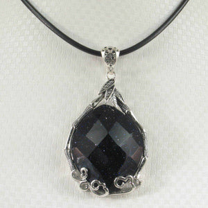 Faceted Oval Blue Sandstone Pendant