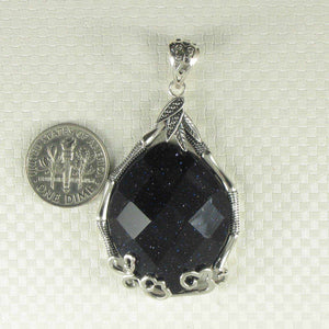 Faceted Oval Blue Sandstone Pendant