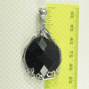 Faceted Oval Blue Sandstone Pendant