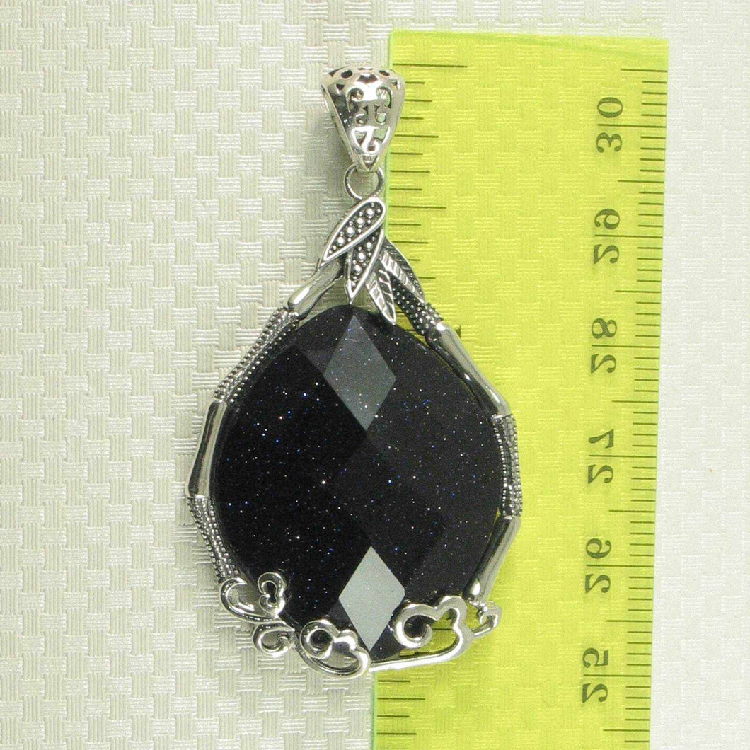 Faceted Oval Blue Sandstone Pendant