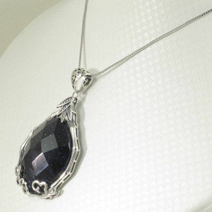 Faceted Oval Blue Sandstone Pendant
