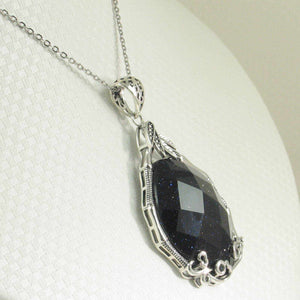Faceted Oval Blue Sandstone Pendant