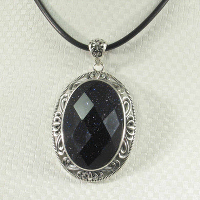 Faceted Oval Blue Sandstone Pendant