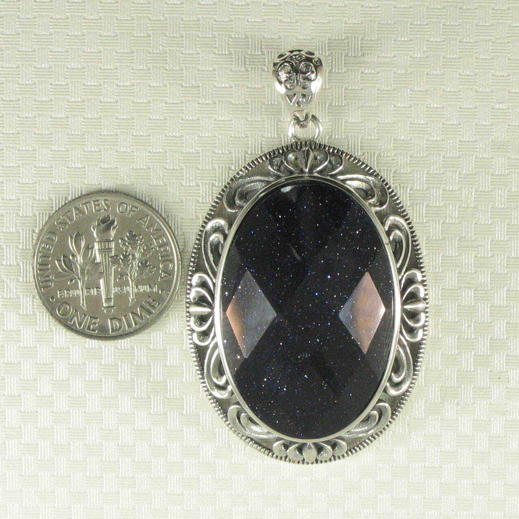 Faceted Oval Blue Sandstone Pendant