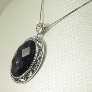 Faceted Oval Blue Sandstone Pendant