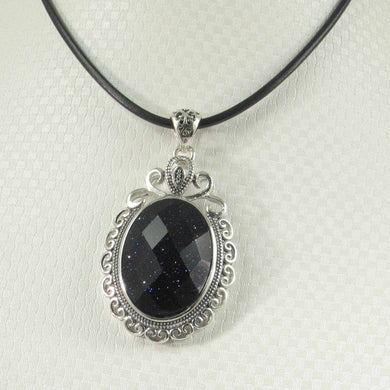 Faceted Oval Blue Sandstone Pendant