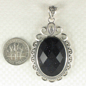 Faceted Oval Blue Sandstone Pendant