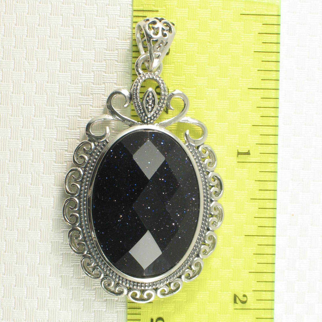 Faceted Oval Blue Sandstone Pendant