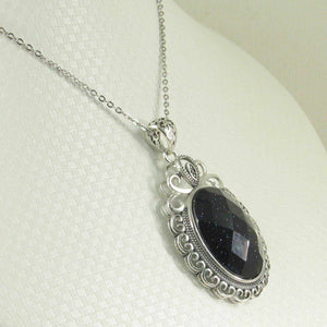 Faceted Oval Blue Sandstone Pendant