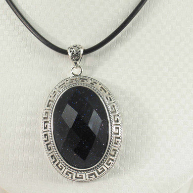 Faceted Oval Blue Sandstone Pendant