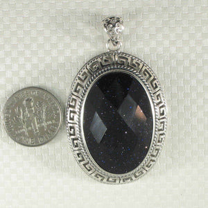 Faceted Oval Blue Sandstone Pendant