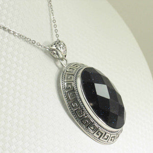 Faceted Oval Blue Sandstone Pendant