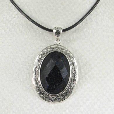 Faceted Oval Blue Sandstone Pendant