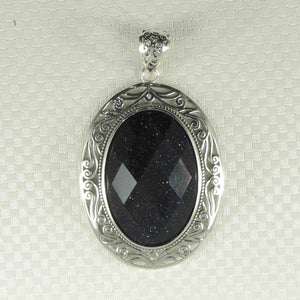 Faceted Oval Blue Sandstone Pendant