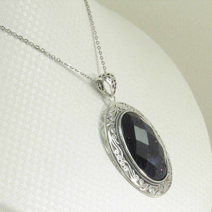 Faceted Oval Blue Sandstone Pendant