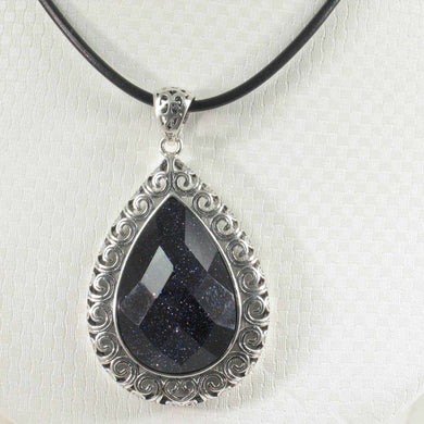 Faceted Pear-Cut Blue Sandstone Pendant