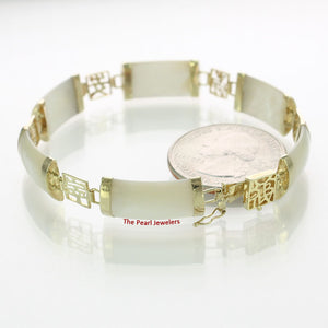14k Yellow Gold Five Good Luck Partitions & Six Mother of Pearl Segments Bracelet