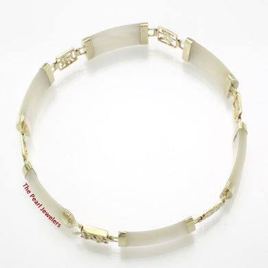14k Yellow Gold Five Good Luck Partitions & Six Mother of Pearl Segments Bracelet