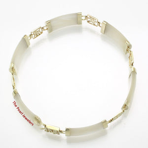 14k Yellow Gold Five Good Luck Partitions & Six Mother of Pearl Segments Bracelet
