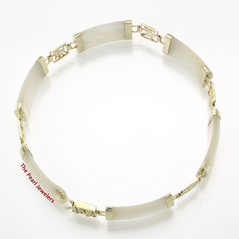 14k Yellow Gold Five Good Luck Partitions & Six Mother of Pearl Segments Bracelet