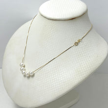 Load image into Gallery viewer, Floating Five Pearl Necklace in 14k Yellow Gold