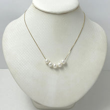 Load image into Gallery viewer, Floating Five Pearl Necklace in 14k Yellow Gold