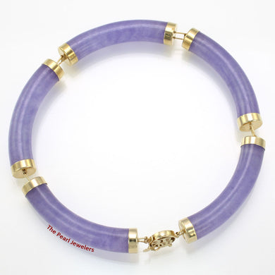 14k Yellow Gold “Joy” Clasp 5 Segments Lavender Jade Bracelet