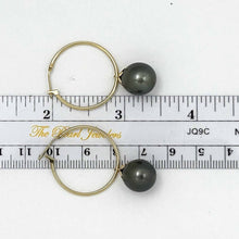 Load image into Gallery viewer, Flower Cup Tahitian Pearl Hoop Earrings – 14k Yellow Gold