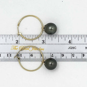 Flower Cup Tahitian Pearl Hoop Earrings – 14k Yellow Gold
