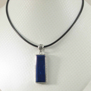 Genuine Blue Lapis Lazuli Sterling Silver Pendant Necklace