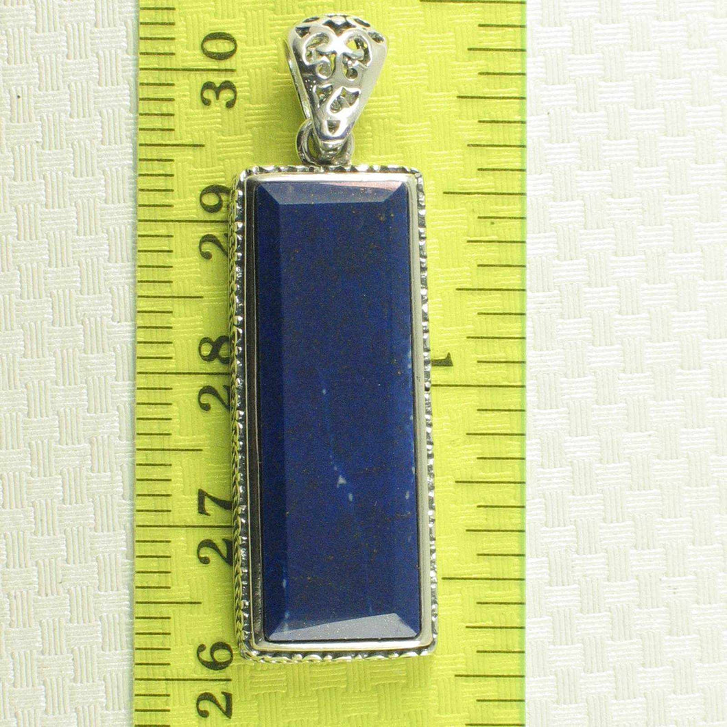 Genuine Blue Lapis Lazuli Sterling Silver Pendant Necklace