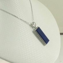 Load image into Gallery viewer, Genuine Blue Lapis Lazuli Sterling Silver Pendant Necklace