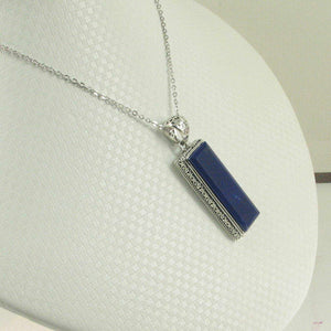 Genuine Blue Lapis Lazuli Sterling Silver Pendant Necklace