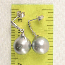 Load image into Gallery viewer, Genuine Diamonds &amp; Tahitian Pearl Dangle Earrings – 14k White Gold