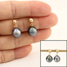 Load image into Gallery viewer, Genuine Tahitian Pearl Drop Stud Earrings – 14k Yellow Gold
