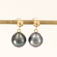 Load image into Gallery viewer, Genuine Tahitian Pearl Drop Stud Earrings – 14k Yellow Gold