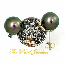 Load image into Gallery viewer, Glorious Tahitian Pearl Diamond Stud Earrings – 14k Yellow Gold