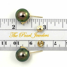 Load image into Gallery viewer, Glorious Tahitian Pearl Diamond Stud Earrings – 14k Yellow Gold