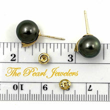 Load image into Gallery viewer, Glorious Tahitian Pearl Diamond Stud Earrings – 14k Yellow Gold