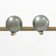 Load image into Gallery viewer, Glorious Tahitian Pearl Diamond Studs – 14k Yellow Gold